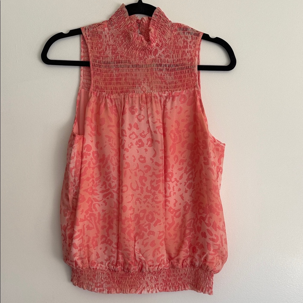 Ramy Brook Coral Leopard Print Blouse